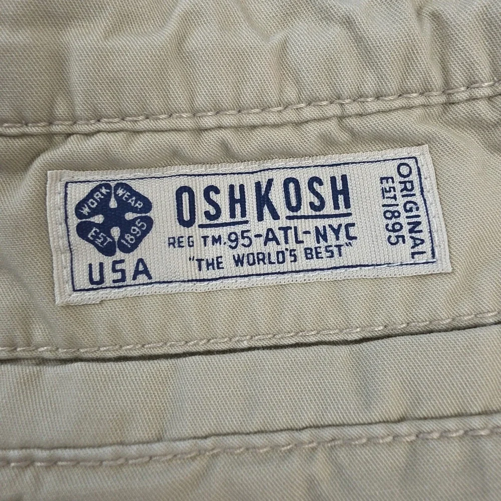 OshKosh Bgosh Chino Shorts Boys 12 Tan Excellent Adjustable Waist Cotton
